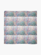 Load image into Gallery viewer, Two succulents with a colourful abstract background on a large square 140 x 140cm scarf / wrap / shawl
