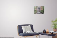 Load image into Gallery viewer, Original painting of a serene buddha head water feature / fountain by Kerry Sandhu Art