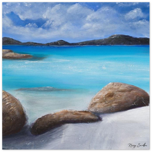 Load image into Gallery viewer, Painting of a tranquil ocean/ beach scene in Denmark, South West Western Australia aluminium print available in various sizes