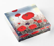 Load image into Gallery viewer, Vibrant back mounted photographic prints, 2.5cm thick solid free-standing acrylic block. Original artwork by Kerry Sandhu Art