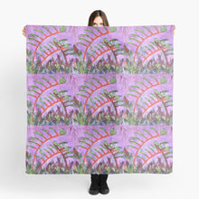 Load image into Gallery viewer, Original painting of kangaroo paw plants on a large square 140 x 140cm scarf / wrap / shawl
