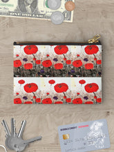 Load image into Gallery viewer, Original painting of red poppies with an abstract background on three sizes of zipper pouches