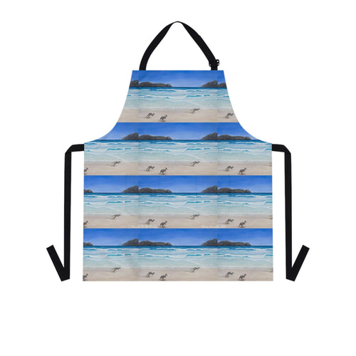 Apron - lightweight, silky finish 100% polyester, two front pockets. Many original artwork designs by Kerry Sandhu Art
