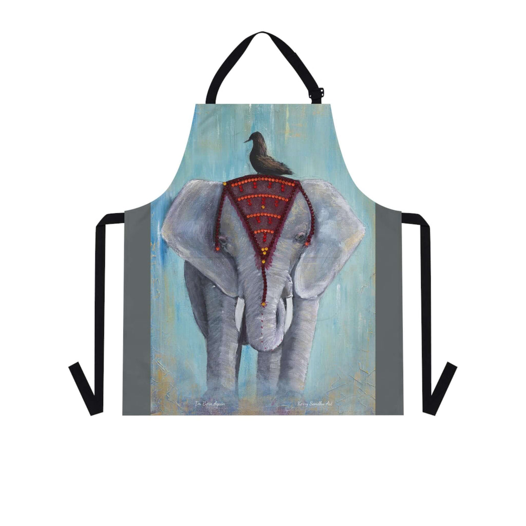 Apron - lightweight, silky finish 100% polyester, two front pockets. Many original artwork designs by Kerry Sandhu Art