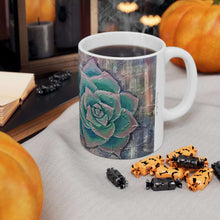 Load image into Gallery viewer, 11oz BPA, lead-free, microwave/dishwasher safe, white ceramic, vivid colours. Many original artworks by Kerry Sandhu Art
