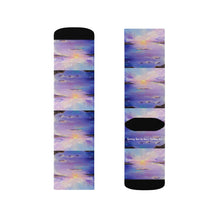 Load image into Gallery viewer, Step out in style with these funky socks! 3 sizes. Ribbed tube, cushioned bottoms, sublimated print by Kerry Sandhu Art
