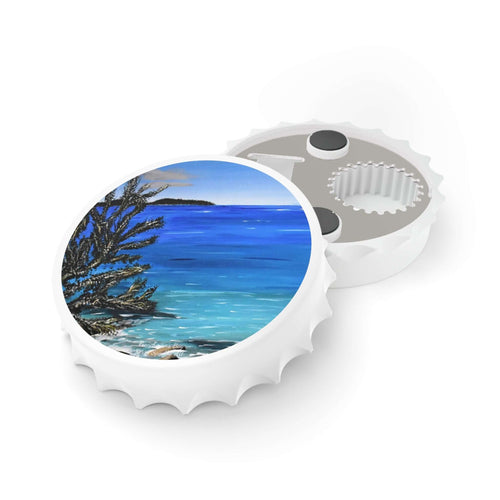 Plastic exterior w/ metallic bottom, magnetic back, 2 different opening mechanisms, matte finish. Art by Kerry Sandhu Art