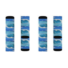 Load image into Gallery viewer, Step out in style with these funky socks! 3 sizes. Ribbed tube, cushioned bottoms, sublimated print by Kerry Sandhu Art
