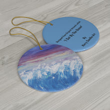 Load image into Gallery viewer, Original artwork front, description on back. Thick high-quality porcelain. 7cm diameter. Comes w/ ribbon by Kerry Sandhu Art
