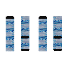 Load image into Gallery viewer, Step out in style with these funky socks! 3 sizes. Ribbed tube, cushioned bottoms, sublimated print by Kerry Sandhu Art
