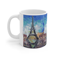 Load image into Gallery viewer, 11oz BPA, lead-free, microwave/dishwasher safe, white ceramic, vivid colours. Many original artworks by Kerry Sandhu Art
