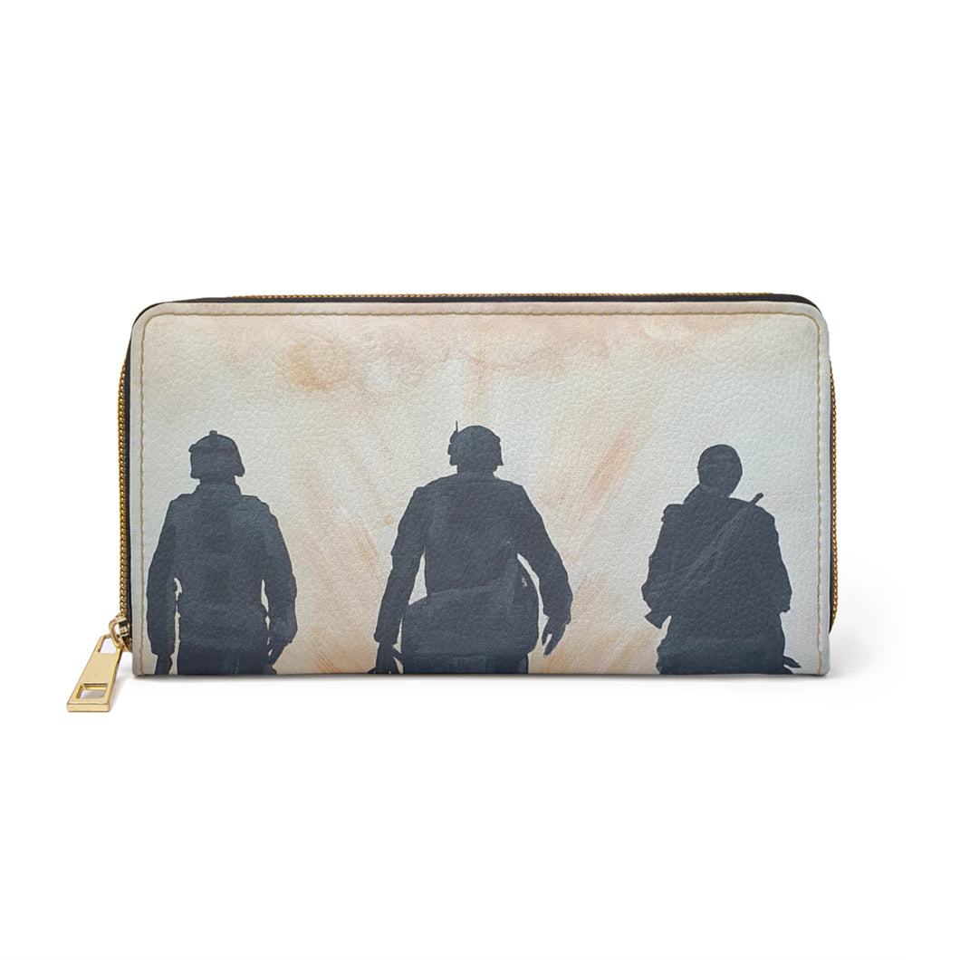 The Dust of Uruzgan (with Poppies) - ZIPPER WALLET - Designed from original Anzac Day Artwork - Red Poppies