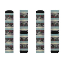 Load image into Gallery viewer, Step out in style with these funky socks! 3 sizes. Ribbed tube, cushioned bottoms, sublimated print by Kerry Sandhu Art
