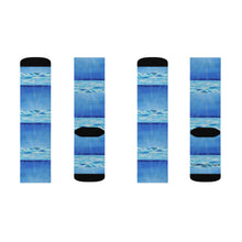 Load image into Gallery viewer, Step out in style with these funky socks! 3 sizes. Ribbed tube, cushioned bottoms, sublimated print by Kerry Sandhu Art
