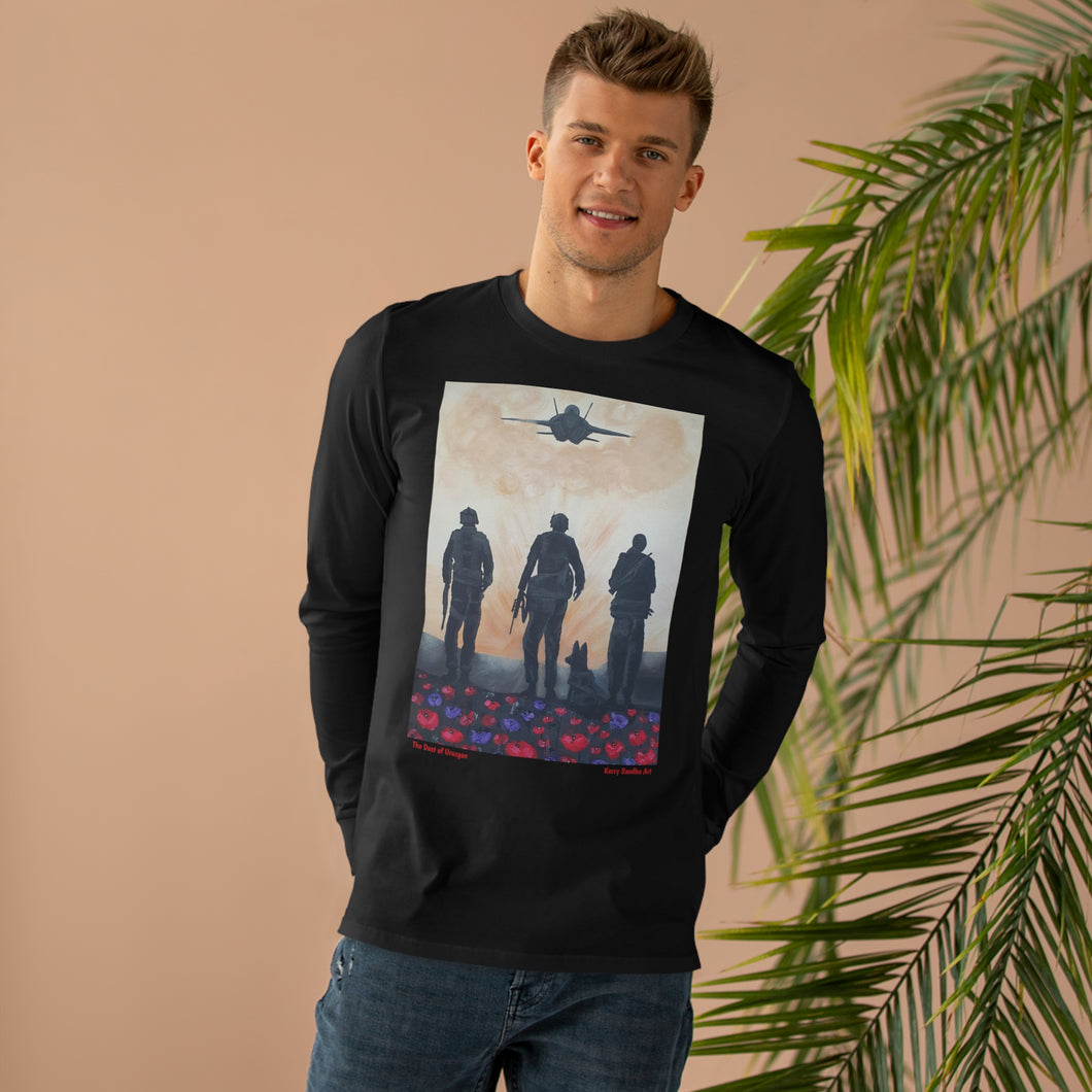 The Dust of Uruzgan - UNISEX LONGSLEEVE TEE - Designed from original Anzac Day artwork (Image on front)
