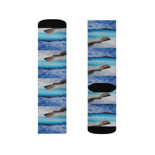Load image into Gallery viewer, Step out in style with these funky socks! 3 sizes. Ribbed tube, cushioned bottoms, sublimated print by Kerry Sandhu Art
