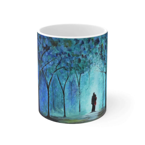 11oz BPA, lead-free, microwave/dishwasher safe, white ceramic, vivid colours. Many original artworks by Kerry Sandhu Art