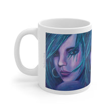 Load image into Gallery viewer, 11oz BPA, lead-free, microwave/dishwasher safe, white ceramic, vivid colours. Many original artworks by Kerry Sandhu Art
