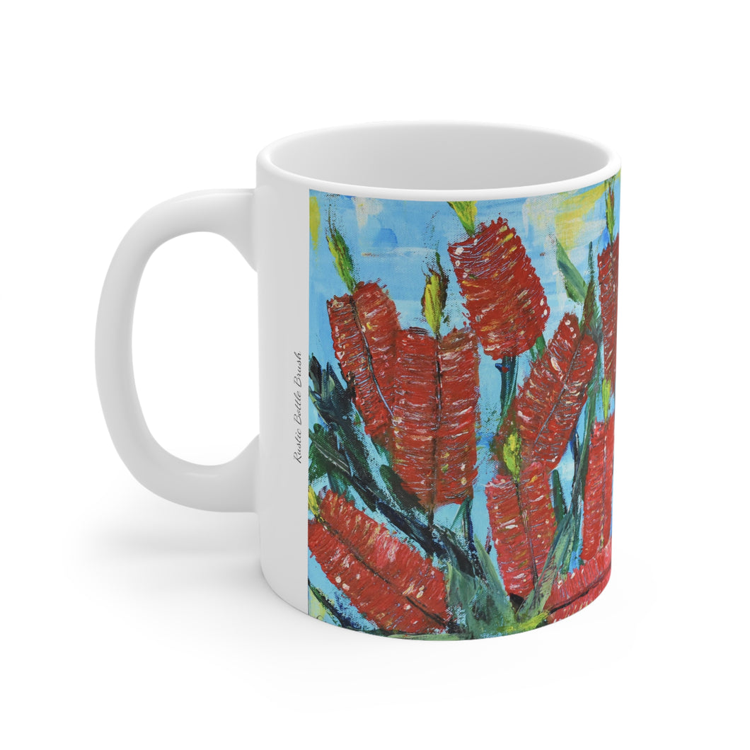 11oz BPA, lead-free, microwave/dishwasher safe, white ceramic, vivid colours. Many original artworks by Kerry Sandhu Art