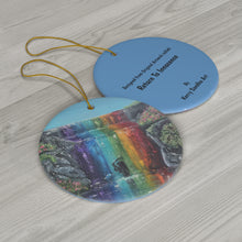 Load image into Gallery viewer, Original artwork front, description on back. Thick high-quality porcelain. 7cm diameter. Comes w/ ribbon by Kerry Sandhu Art
