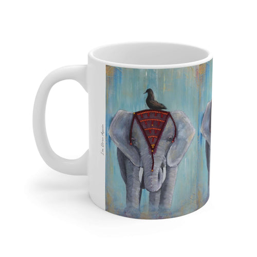 11oz BPA, lead-free, microwave/dishwasher safe, white ceramic, vivid colours. Many original artworks by Kerry Sandhu Art