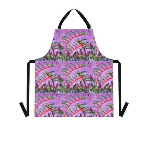 Apron - lightweight, silky finish 100% polyester, two front pockets. Many original artwork designs by Kerry Sandhu Art