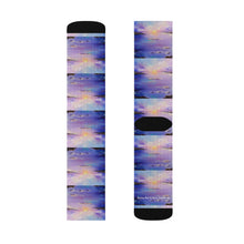 Load image into Gallery viewer, Step out in style with these funky socks! 3 sizes. Ribbed tube, cushioned bottoms, sublimated print by Kerry Sandhu Art
