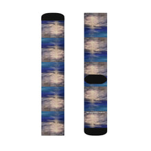 Load image into Gallery viewer, Step out in style with these funky socks! 3 sizes. Ribbed tube, cushioned bottoms, sublimated print by Kerry Sandhu Art
