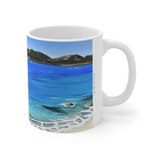 Load image into Gallery viewer, 11oz BPA, lead-free, microwave/dishwasher safe, white ceramic, vivid colours. Many original artworks by Kerry Sandhu Art
