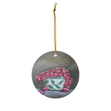 Load image into Gallery viewer, Original artwork front, description on back. Thick high-quality porcelain. 7cm diameter. Comes w/ ribbon by Kerry Sandhu Art
