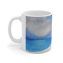 Load image into Gallery viewer, 11oz BPA, lead-free, microwave/dishwasher safe, white ceramic, vivid colours. Many original artworks by Kerry Sandhu Art
