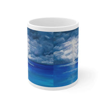Load image into Gallery viewer, 11oz BPA, lead-free, microwave/dishwasher safe, white ceramic, vivid colours. Many original artworks by Kerry Sandhu Art
