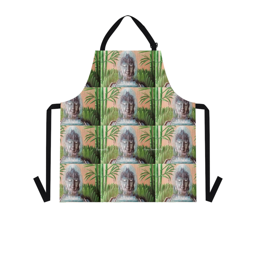 Apron - lightweight, silky finish 100% polyester, two front pockets. Many original artwork designs by Kerry Sandhu Art
