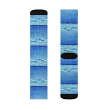 Load image into Gallery viewer, Step out in style with these funky socks! 3 sizes. Ribbed tube, cushioned bottoms, sublimated print by Kerry Sandhu Art
