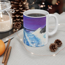 Load image into Gallery viewer, 11oz BPA, lead-free, microwave/dishwasher safe, white ceramic, vivid colours. Many original artworks by Kerry Sandhu Art
