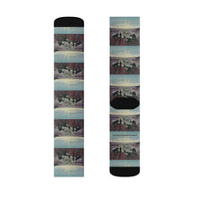 Load image into Gallery viewer, Step out in style with these funky socks! 3 sizes. Ribbed tube, cushioned bottoms, sublimated print by Kerry Sandhu Art
