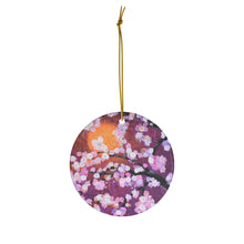 Load image into Gallery viewer, Original artwork front, description on back. Thick high-quality porcelain. 7cm diameter. Comes w/ ribbon by Kerry Sandhu Art
