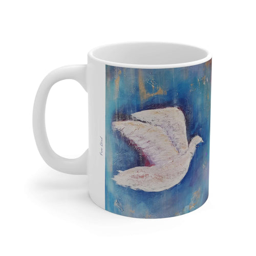 11oz BPA, lead-free, microwave/dishwasher safe, white ceramic, vivid colours. Many original artworks by Kerry Sandhu Art