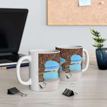 Load image into Gallery viewer, 11oz BPA, lead-free, microwave/dishwasher safe, white ceramic, vivid colours. Many original artworks by Kerry Sandhu Art
