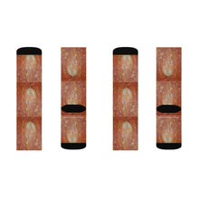Load image into Gallery viewer, Step out in style with these funky socks! 3 sizes. Ribbed tube, cushioned bottoms, sublimated print by Kerry Sandhu Art
