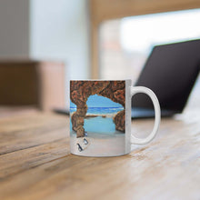 Load image into Gallery viewer, 11oz BPA, lead-free, microwave/dishwasher safe, white ceramic, vivid colours. Many original artworks by Kerry Sandhu Art
