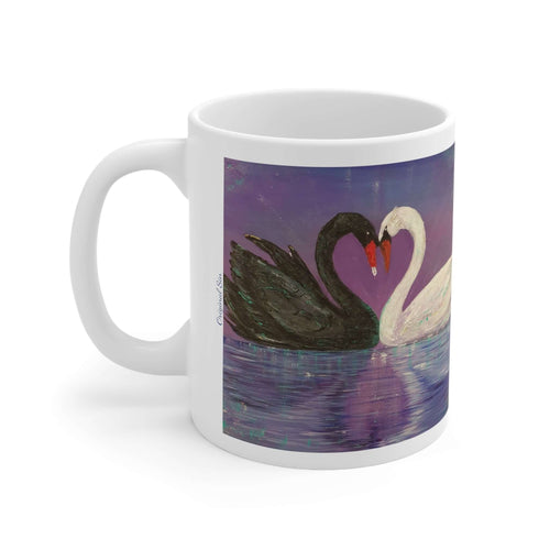11oz BPA, lead-free, microwave/dishwasher safe, white ceramic, vivid colours. Many original artworks by Kerry Sandhu Art