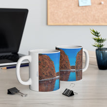 Load image into Gallery viewer, 11oz BPA, lead-free, microwave/dishwasher safe, white ceramic, vivid colours. Many original artworks by Kerry Sandhu Art
