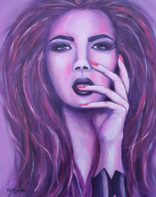 Close-up portrait of a sexy female with her fingers in her mouth on a blank card