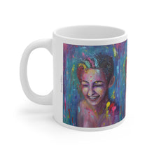 Load image into Gallery viewer, 11oz BPA, lead-free, microwave/dishwasher safe, white ceramic, vivid colours. Many original artworks by Kerry Sandhu Art
