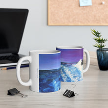 Load image into Gallery viewer, 11oz BPA, lead-free, microwave/dishwasher safe, white ceramic, vivid colours. Many original artworks by Kerry Sandhu Art
