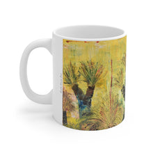 Load image into Gallery viewer, 11oz BPA, lead-free, microwave/dishwasher safe, white ceramic, vivid colours. Many original artworks by Kerry Sandhu Art
