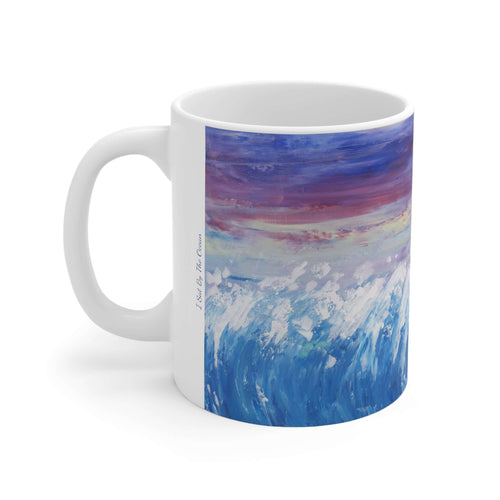 11oz BPA, lead-free, microwave/dishwasher safe, white ceramic, vivid colours. Many original artworks by Kerry Sandhu Art