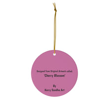 Load image into Gallery viewer, Original artwork front, description on back. Thick high-quality porcelain. 7cm diameter. Comes w/ ribbon by Kerry Sandhu Art
