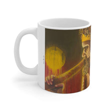 Load image into Gallery viewer, 11oz BPA, lead-free, microwave/dishwasher safe, white ceramic, vivid colours. Many original artworks by Kerry Sandhu Art
